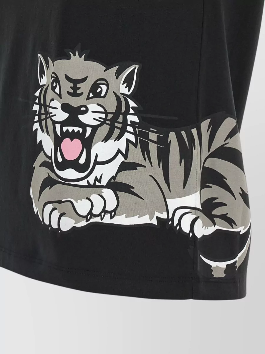 Kenzo Cotton Happy Tiger Print Short Sleeve T-Shirt