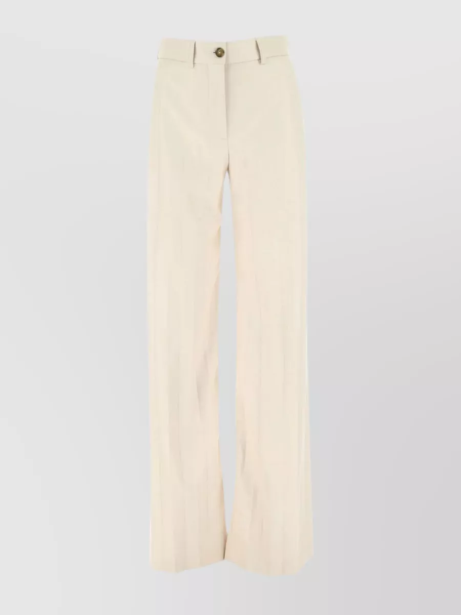 Shop Msgm Wide-leg Pleated Synthetic Leather Trousers In Cream