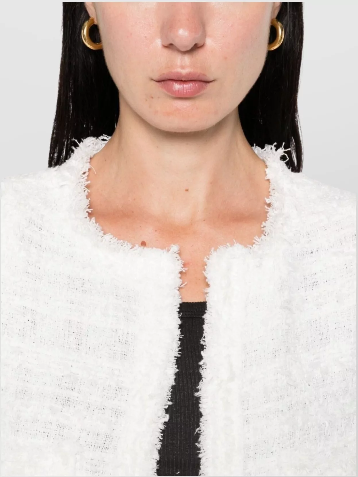 Iro Tweed Cropped Jacket Frayed Edges