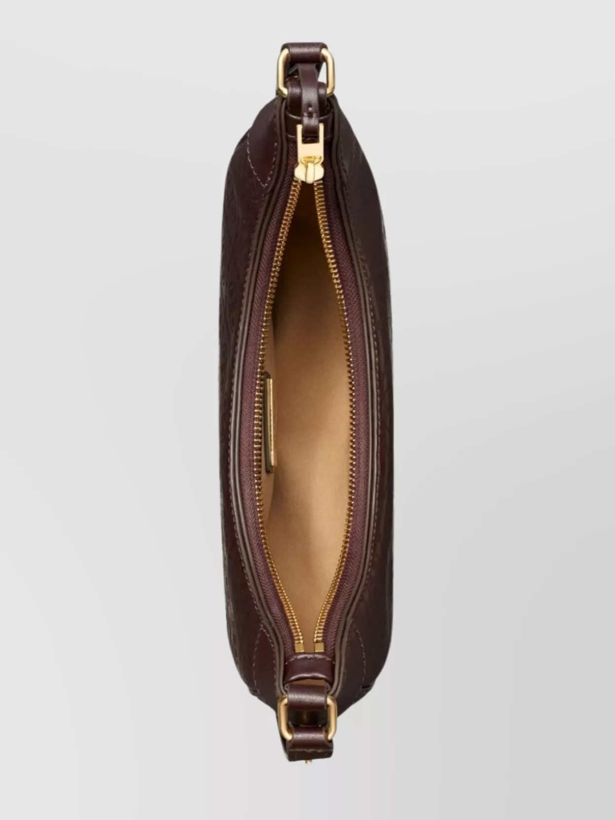 Shop Tory Burch Monogram Crescent Shoulder Bag In Brown