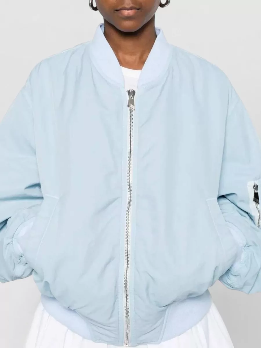 The Attico Anja Bomber Jacket Ribbed Knit Pockets