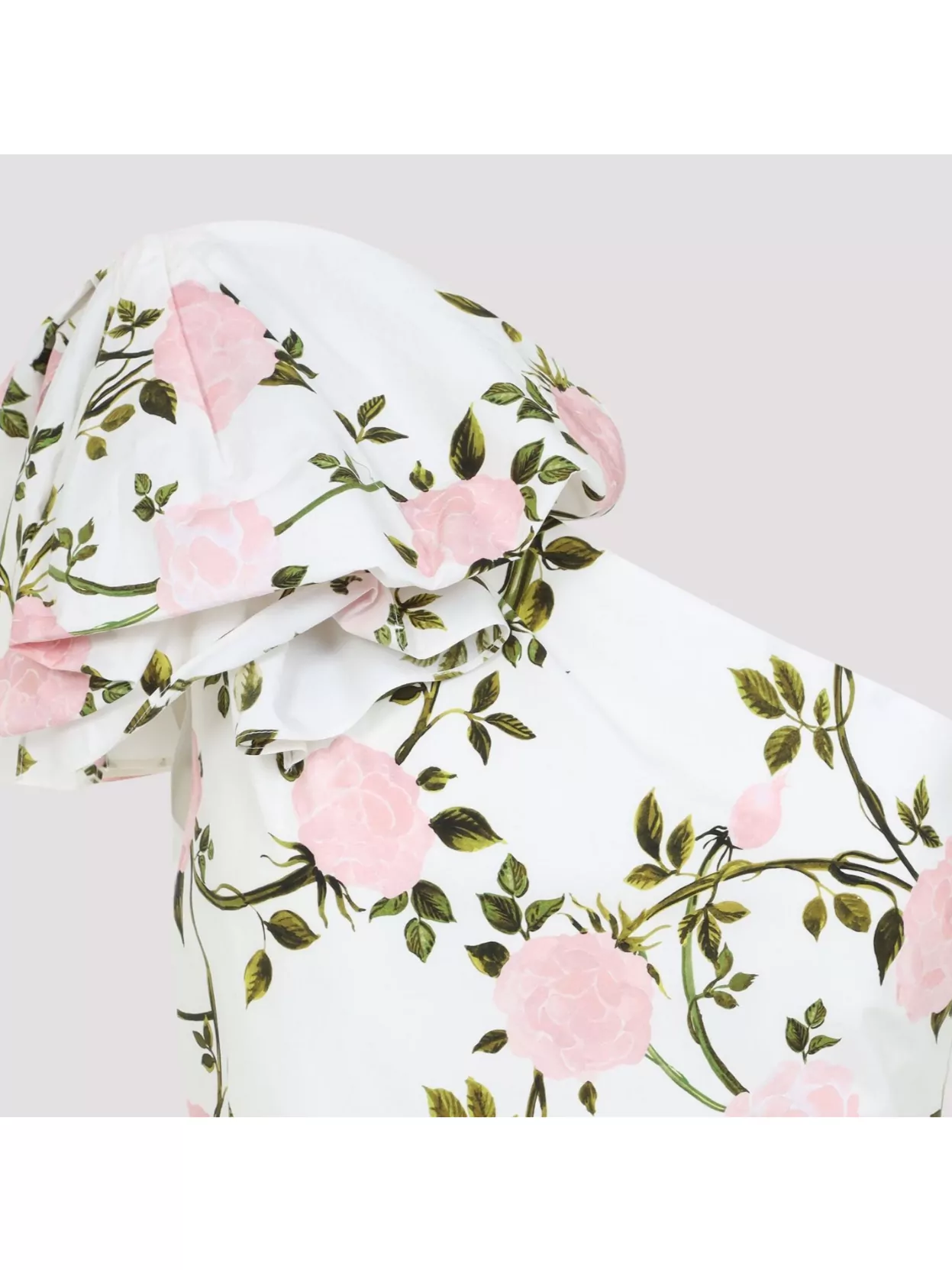 Giambattista Valli Long Cotton One Shoulder Floral Dress