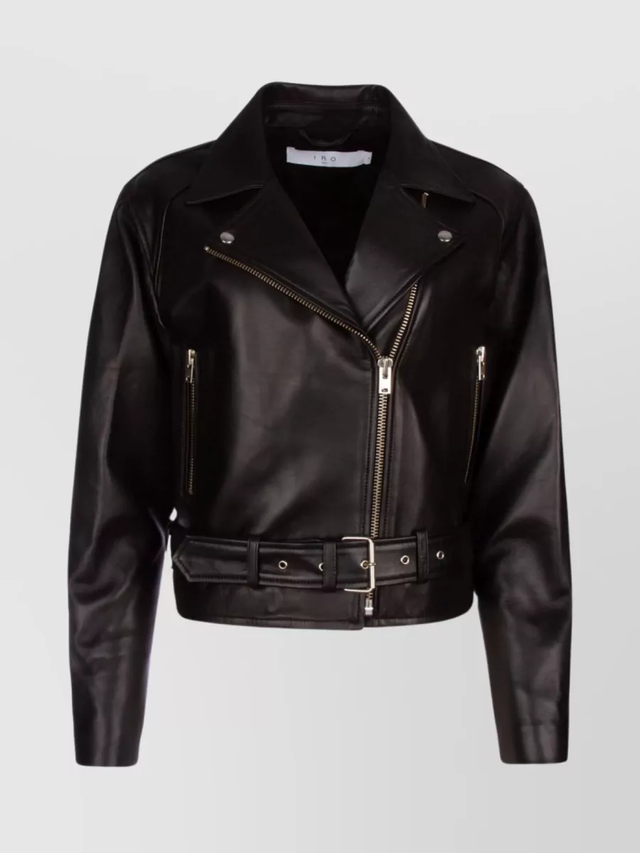 Shop Iro Waist Belted Lapel Zip Jacket In Black