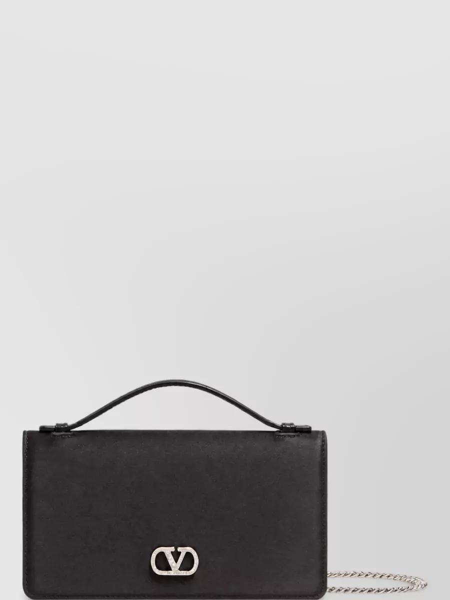 Valentino crystal embellished satin chain clutch bag