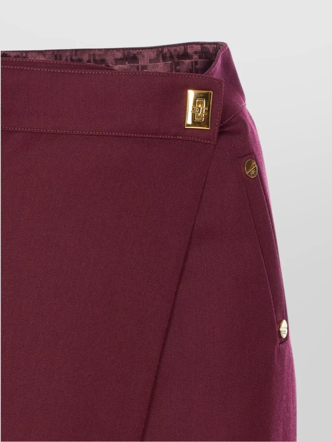 Elisabetta Franchi Skirt Bordeaux Wrap Wallet Button Gold In Burgundy