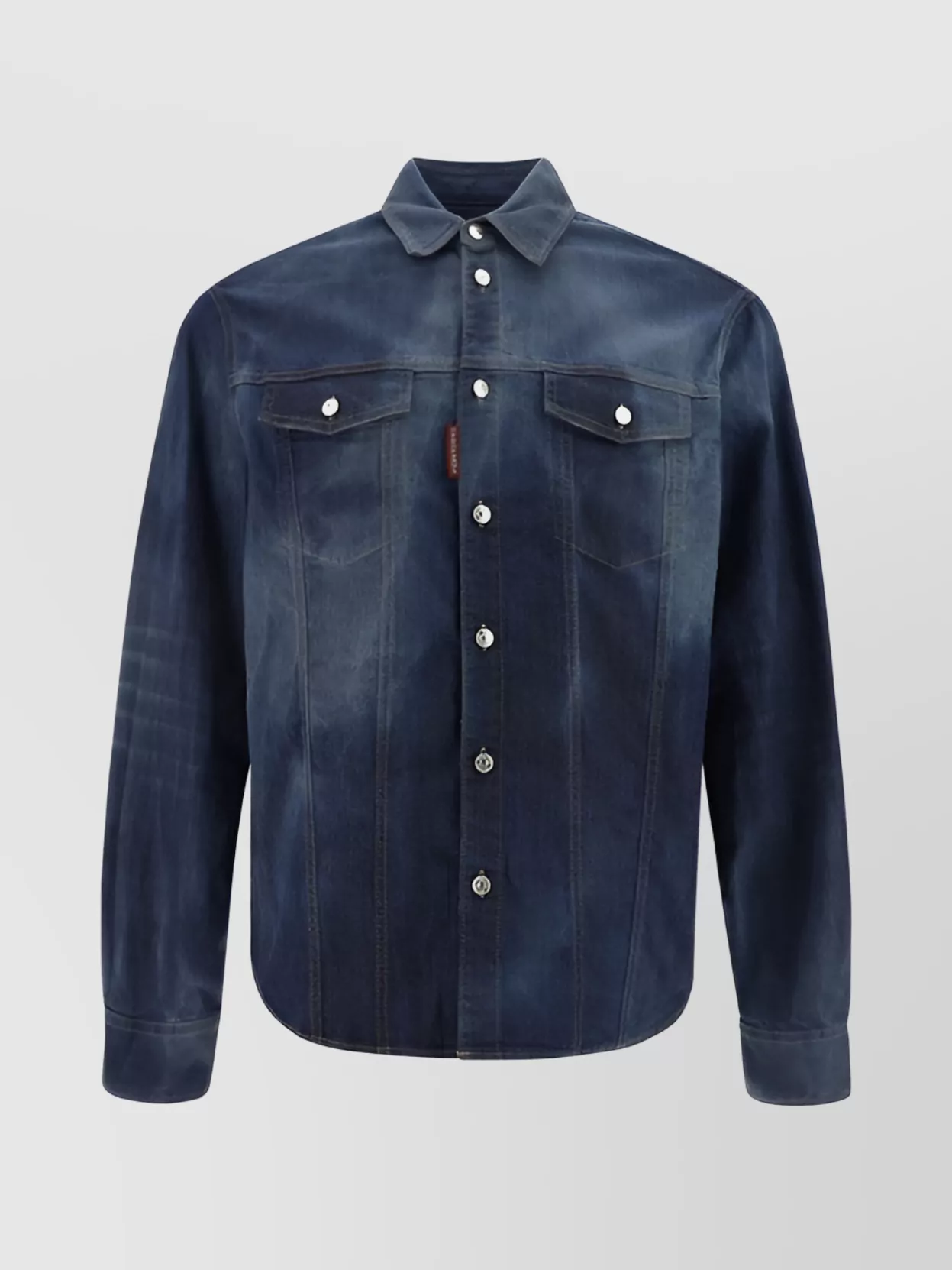 Shop Dsquared2 Denim Shirt With Patch Pockets And Faded Wash