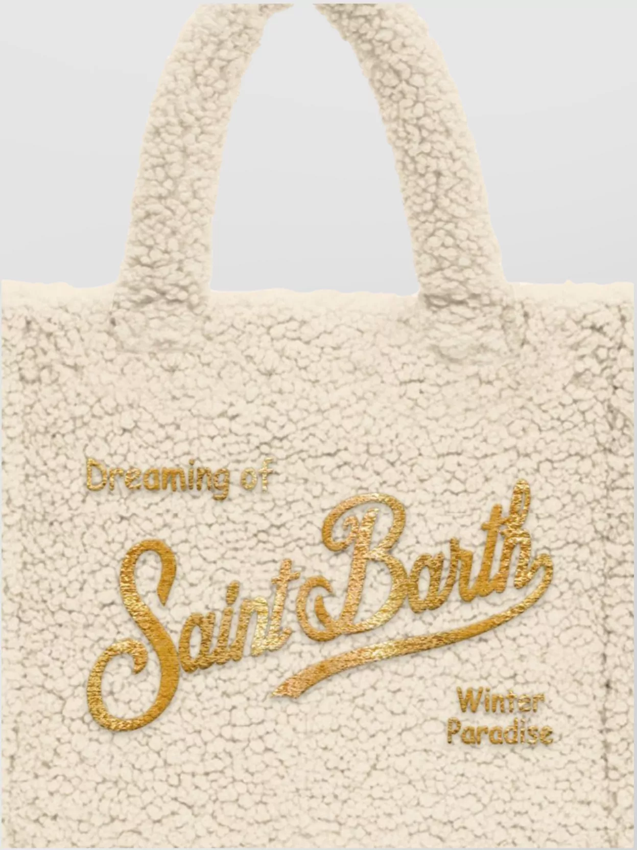 Mc2 Saint Barth Tote Bag With Teddy Texture And Handles In White