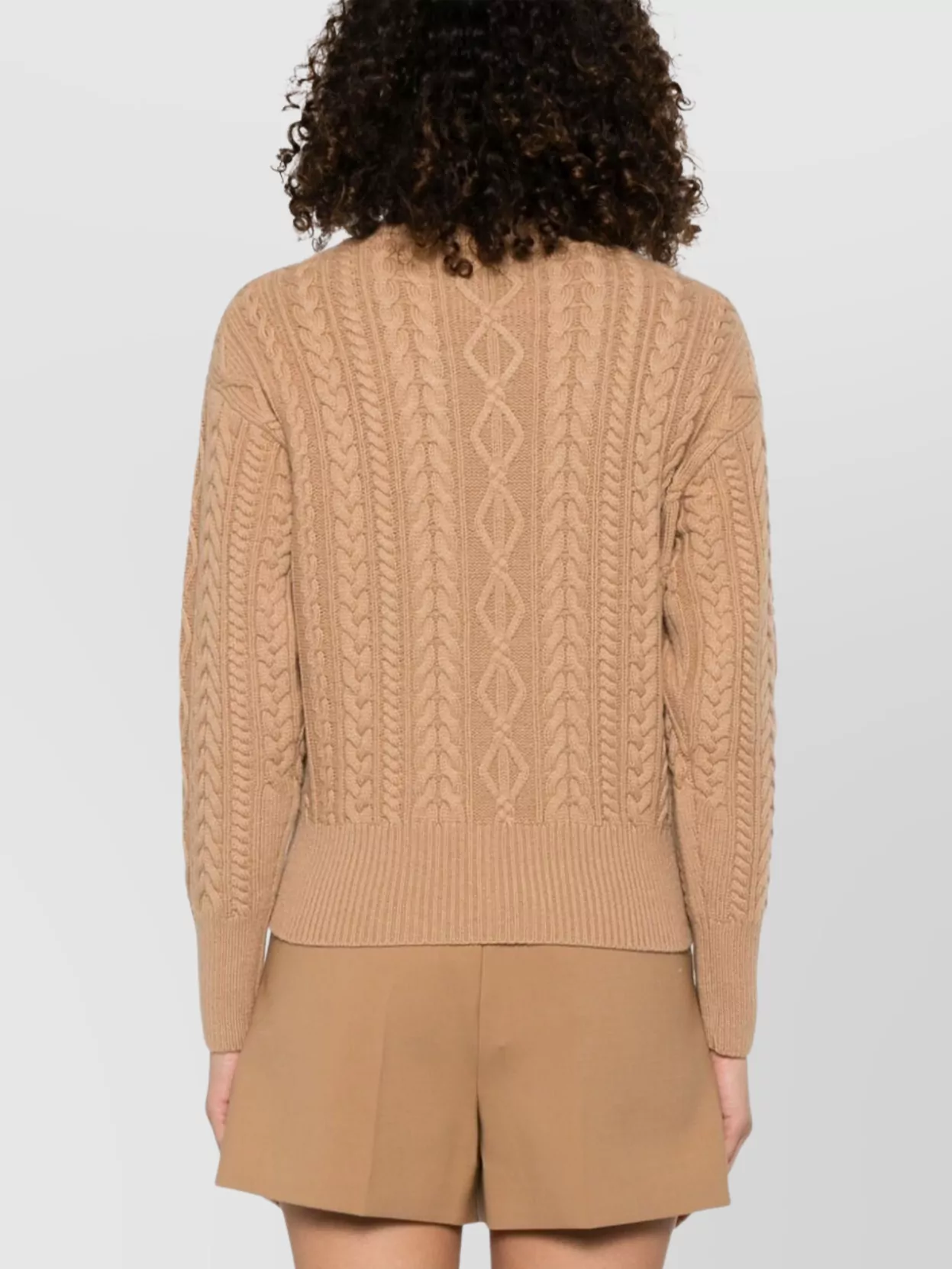 Max Mara Wool And Cashmere Crewneck Jumper In Brown