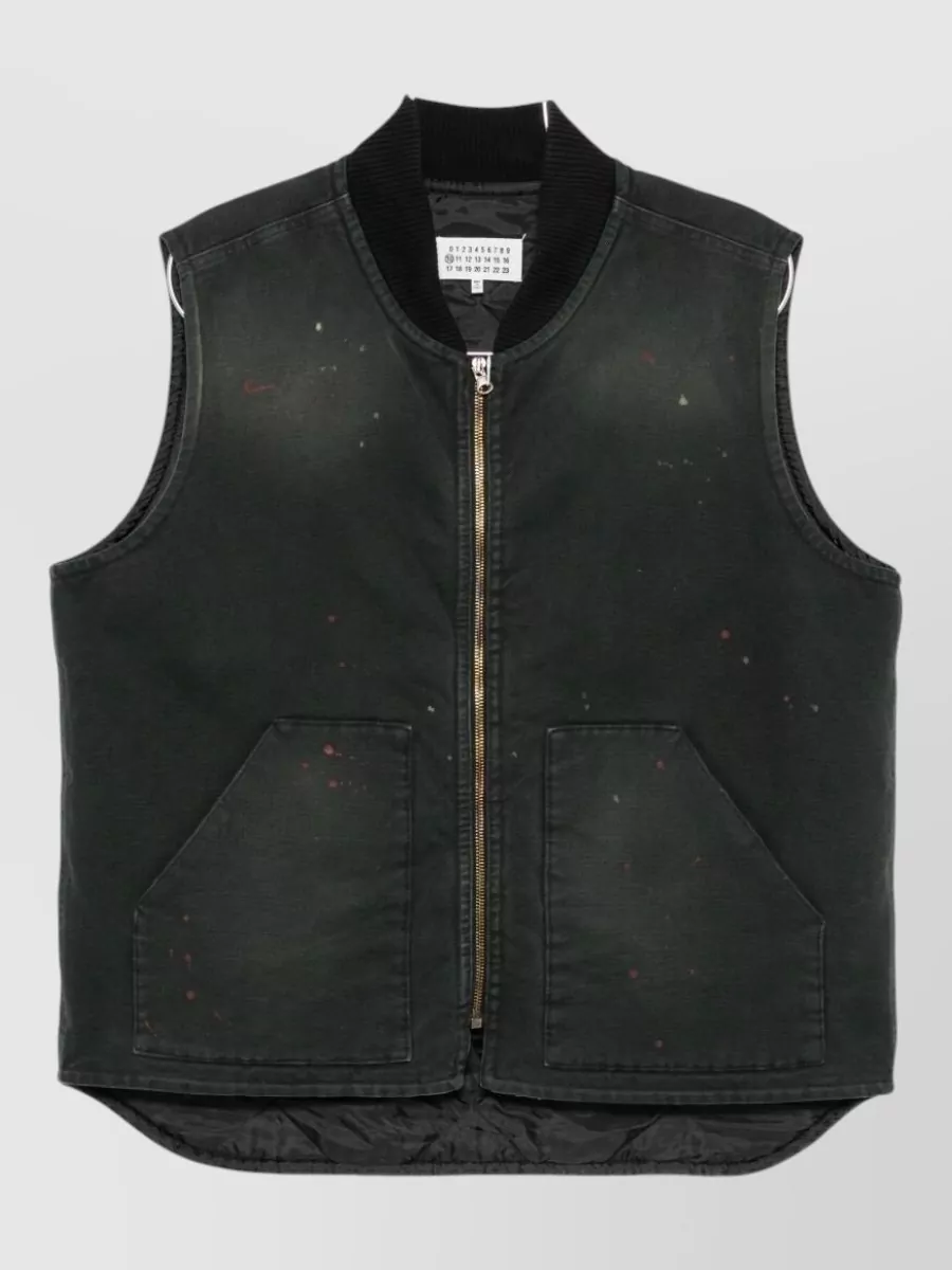 Maison Margiela cotton paint-splatter sleeveless workwear vest