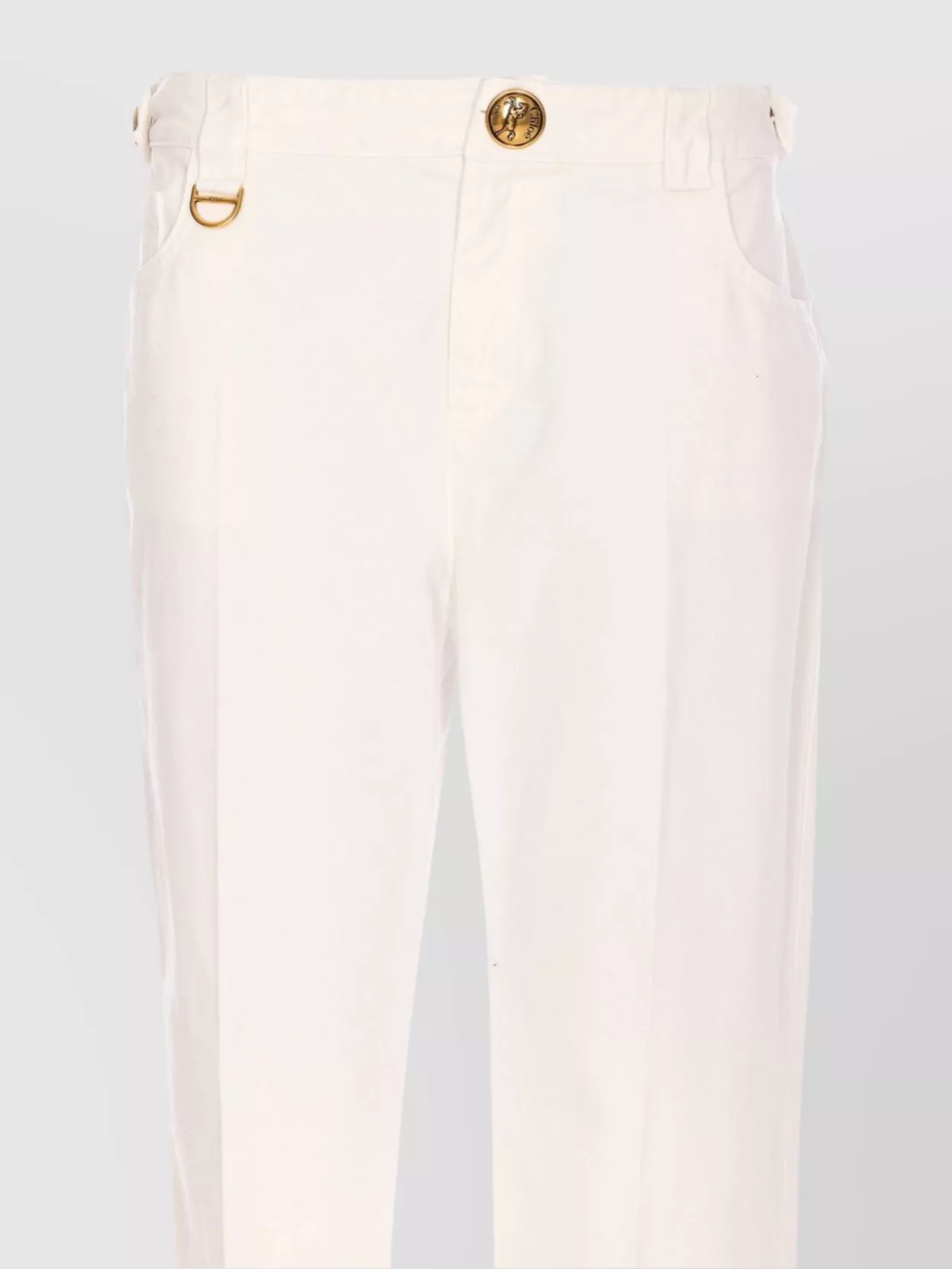 Chloé Gold Button Trousers With D-Ring Detail