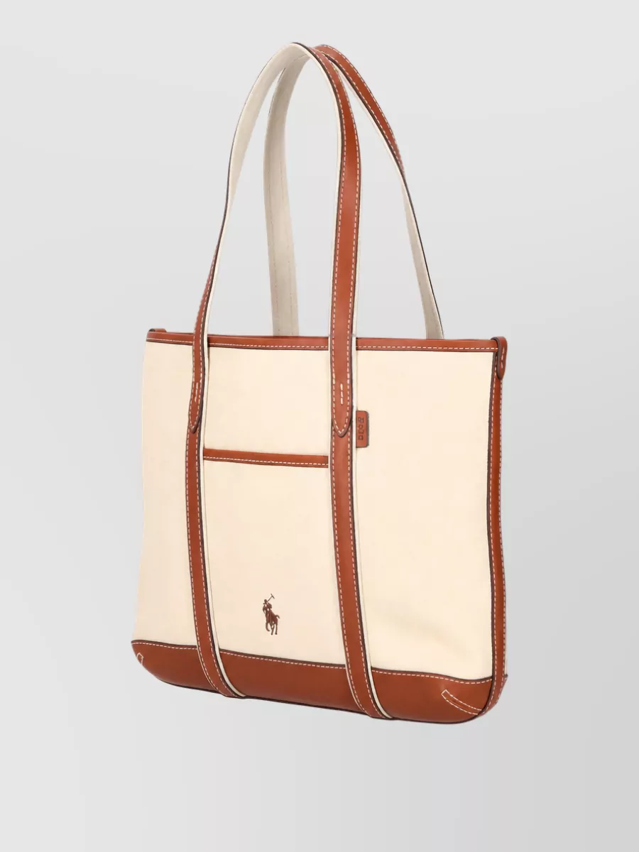 Ralph Lauren Canvas And Leather Small Tote Bag