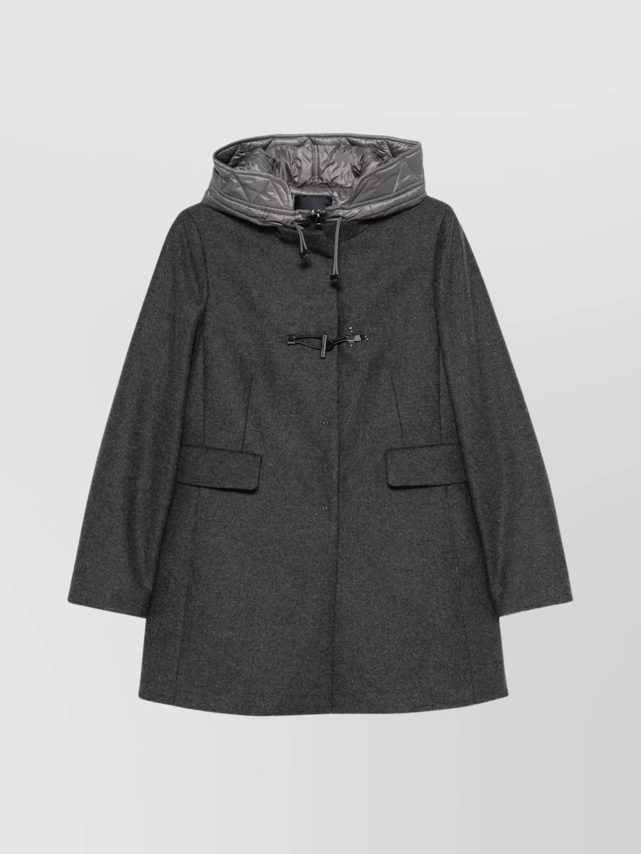 Fay Quilted Hooded Coat Flap Pockets In Gray