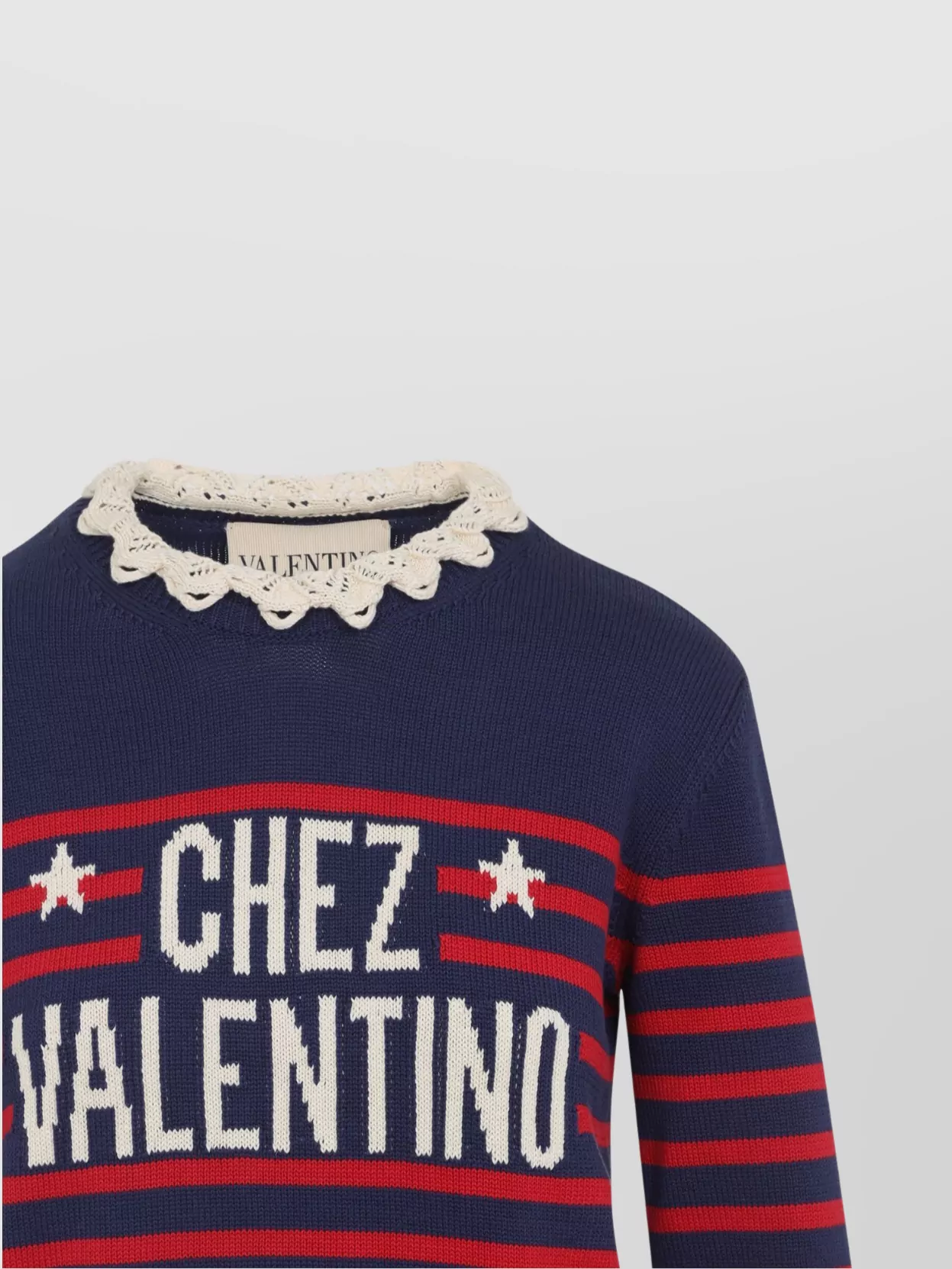 Valentino Knitwear Sweater Asymmetric Neck Design In Blue