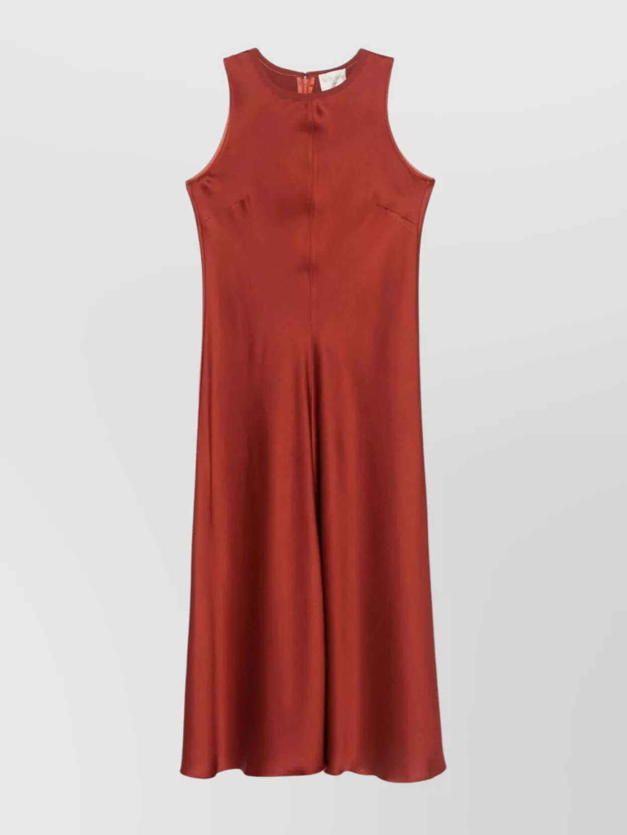 FORTE FORTE SATIN FLARED HEM CREW NECK DRESS
