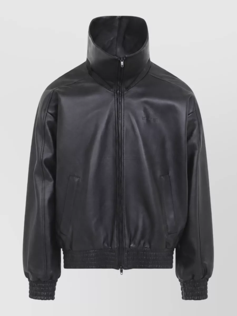 Balenciaga lamb leather high-neck jacket