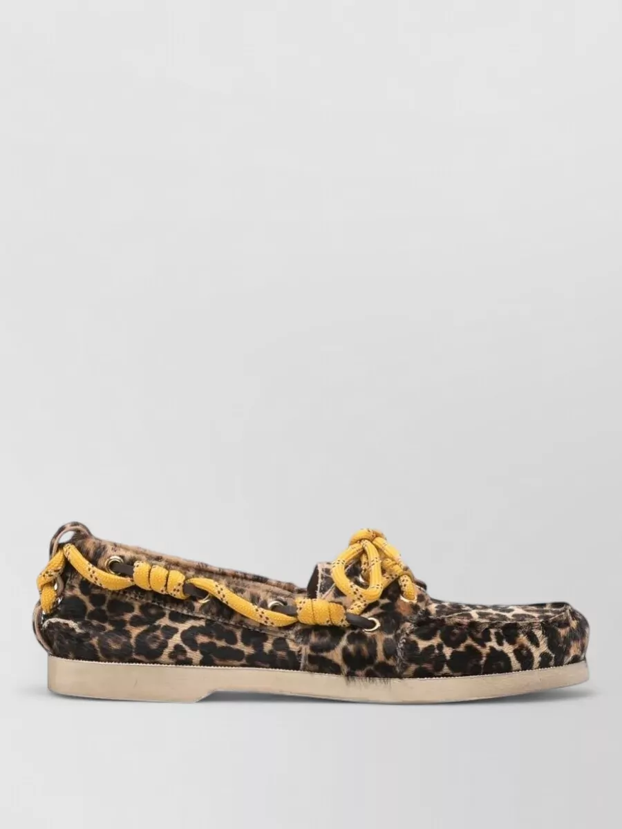 Golden Goose Leopard Pony Skin Loafers Hiking Laces