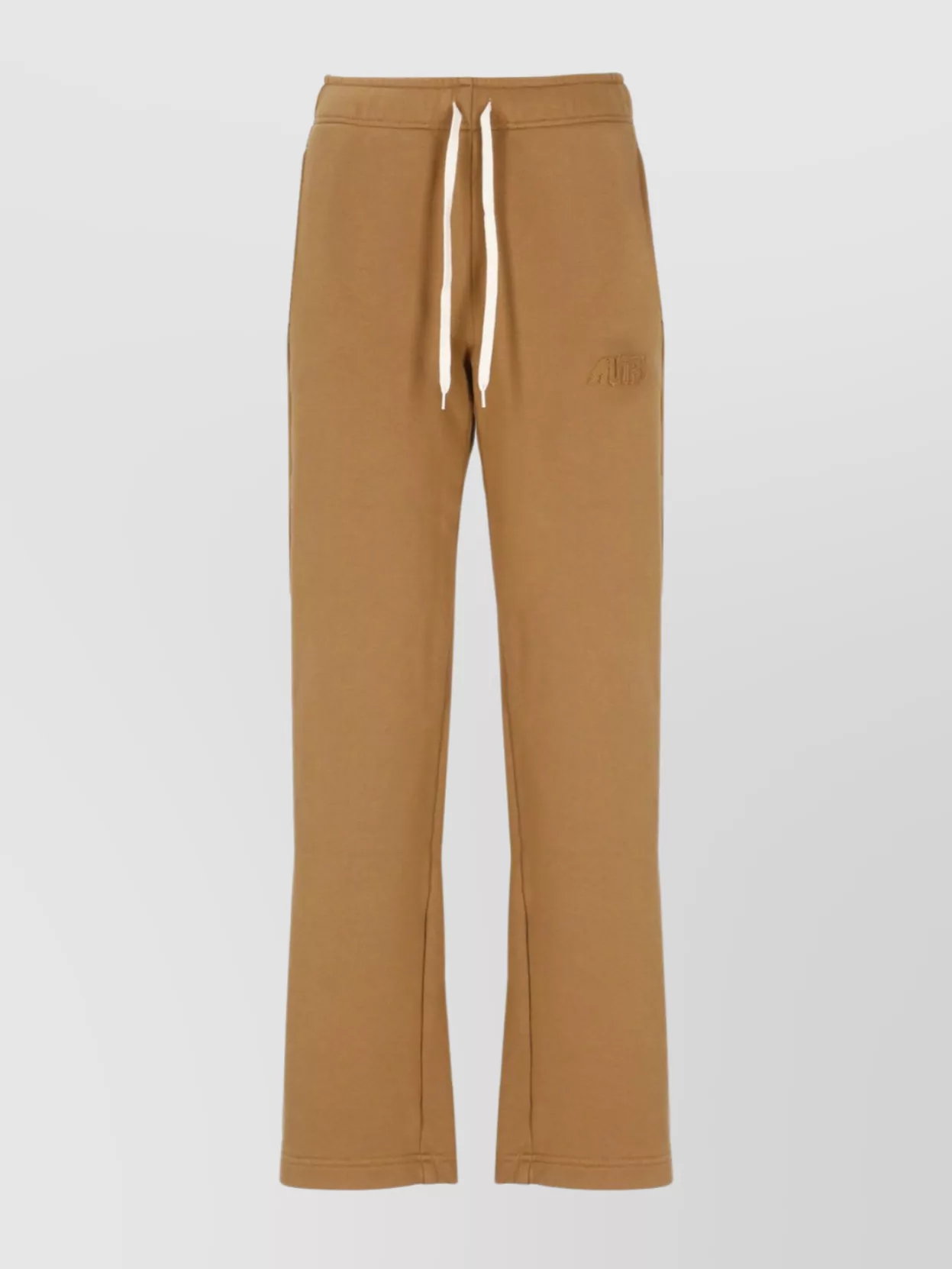 Autry Walnut Cotton Sweatpants With Applique Logo And Adjustable Waistband In Brown
