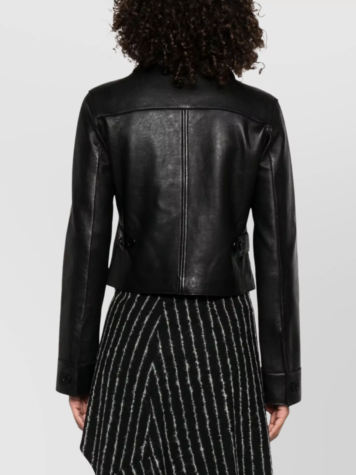 P.a.r.o.s.h Leather Jacket With Collared Neck And Flap Pockets In Black