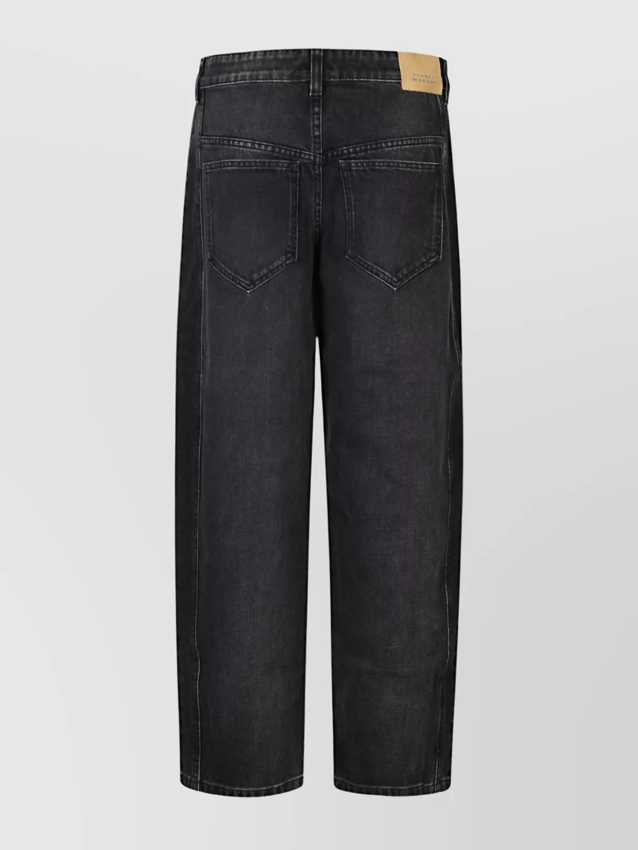 Isabel Marant Cotton Denim Trousers With Pockets And Loops In Gray
