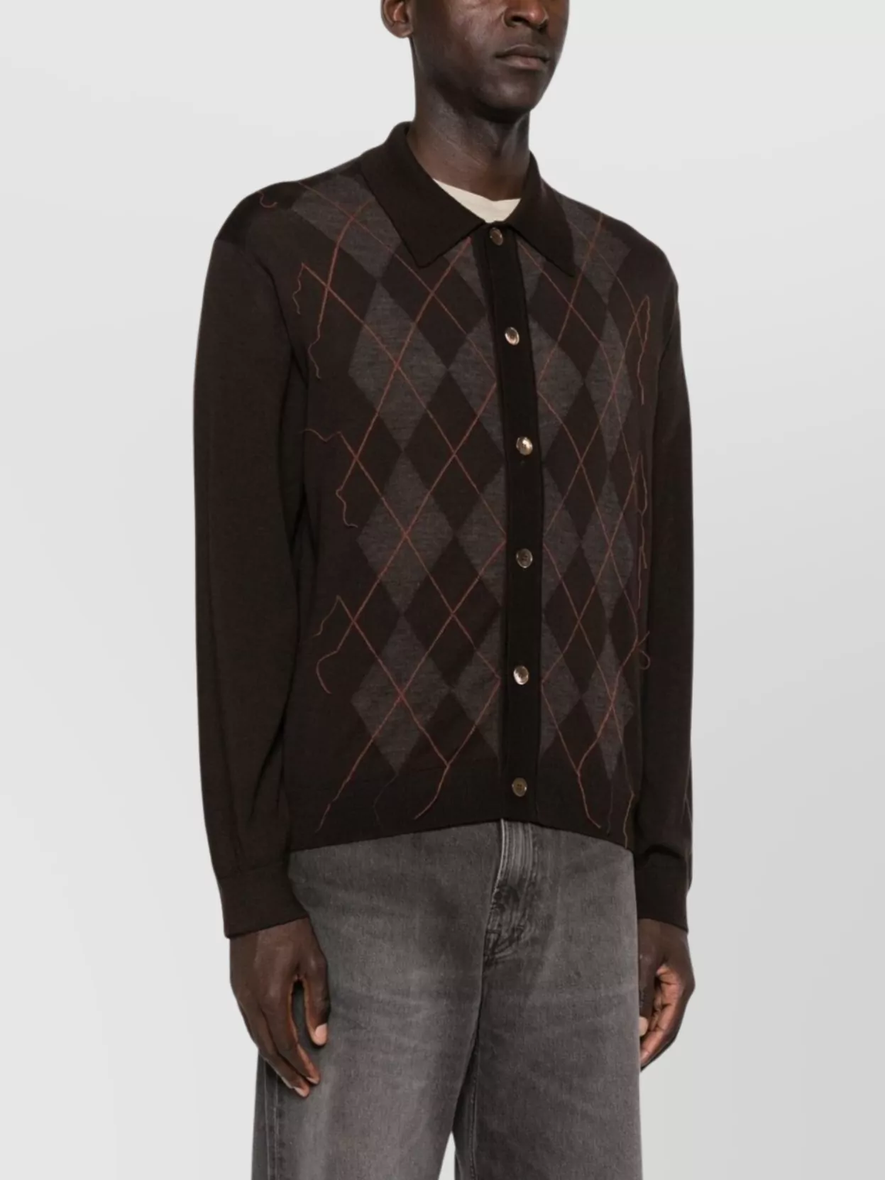 Our Legacy Knitted Polo Shirt Featuring Argyle Design