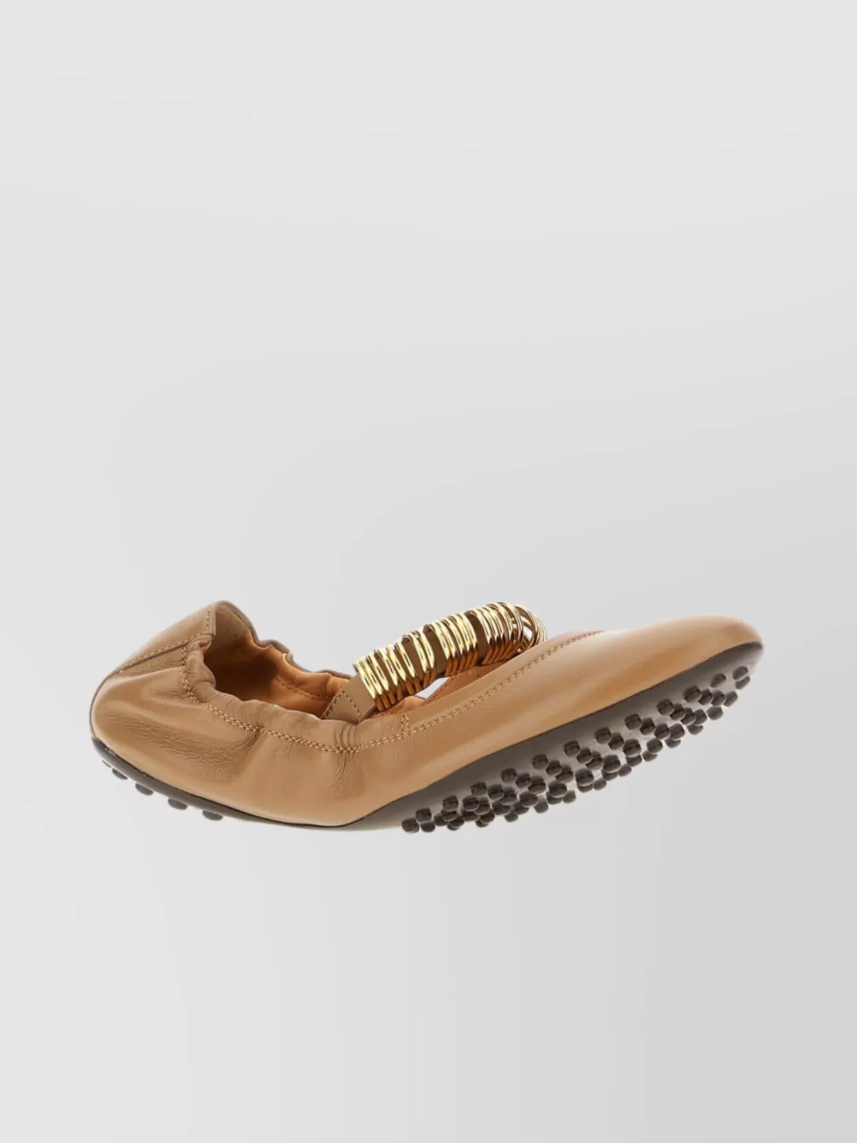 Tod's Leather Ballerinas With Elasticated Trim And Rubber Sole