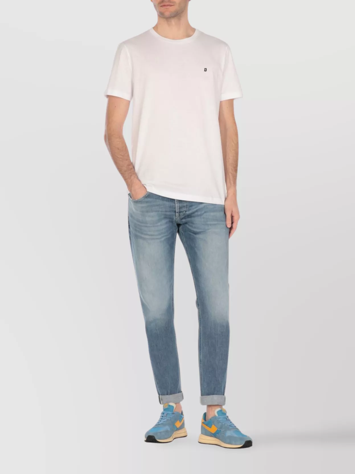 Dondup Straight Skinny Fit Rolled Cuffs Trousers
