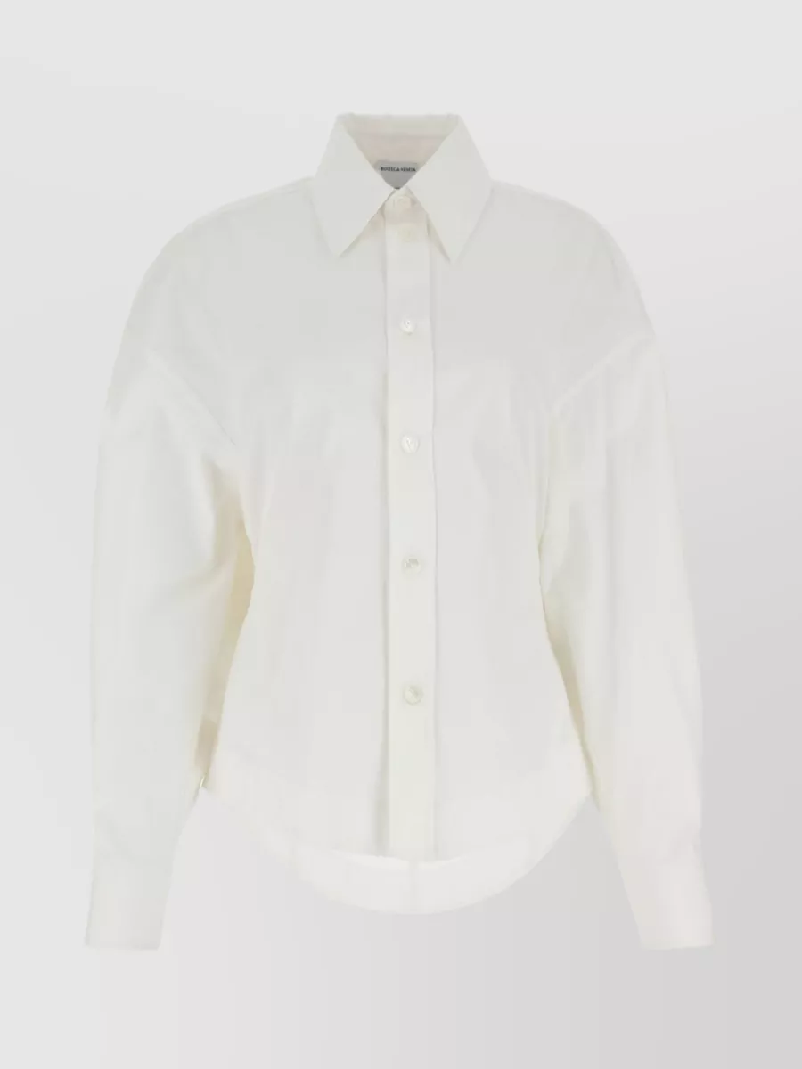 Shop Bottega Veneta Cotton Blend Shirt With Unique Back Detail In Cream