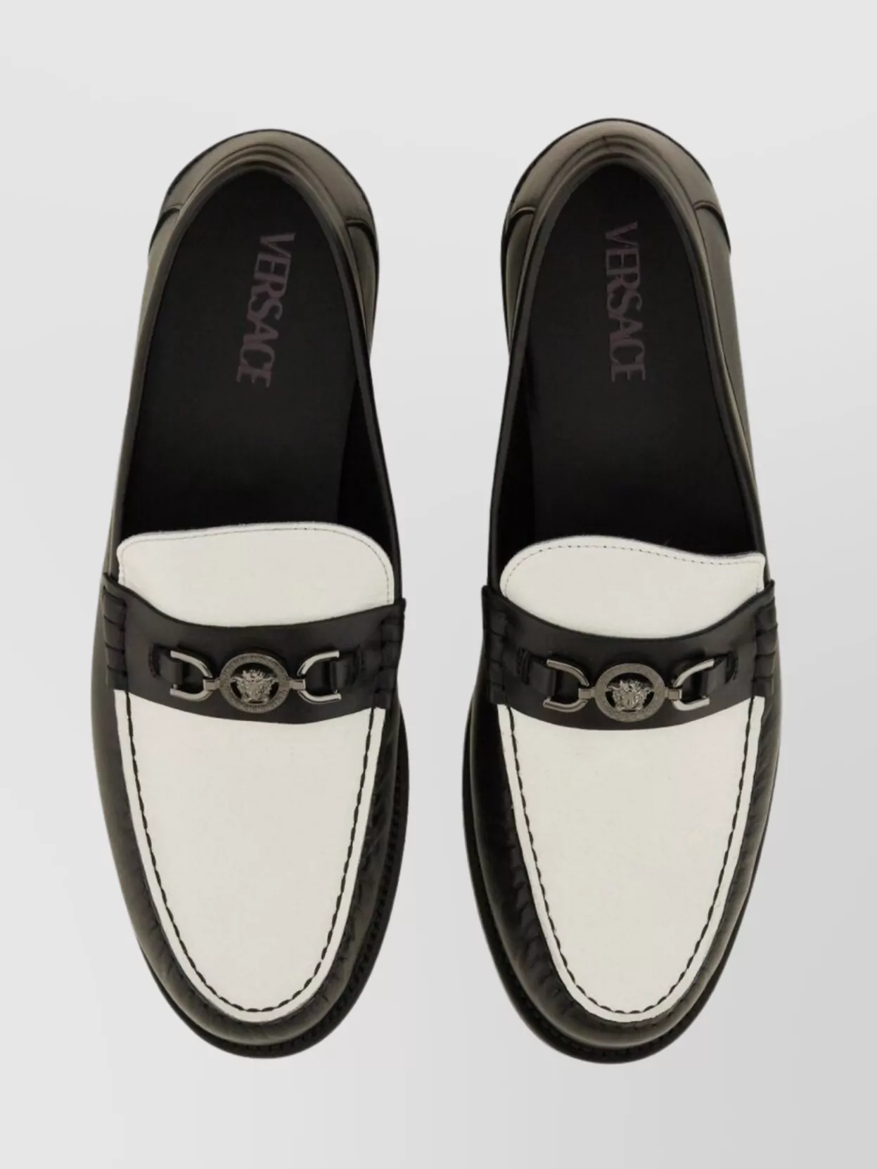 Versace Medusa 95 Round Toe Two-Tone Loafers