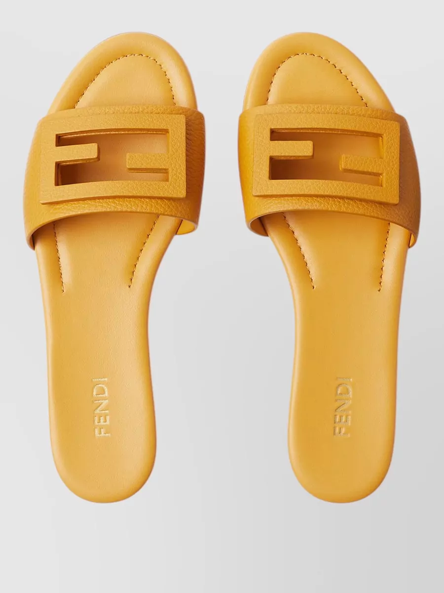 Fendi Leather Baguette Slides