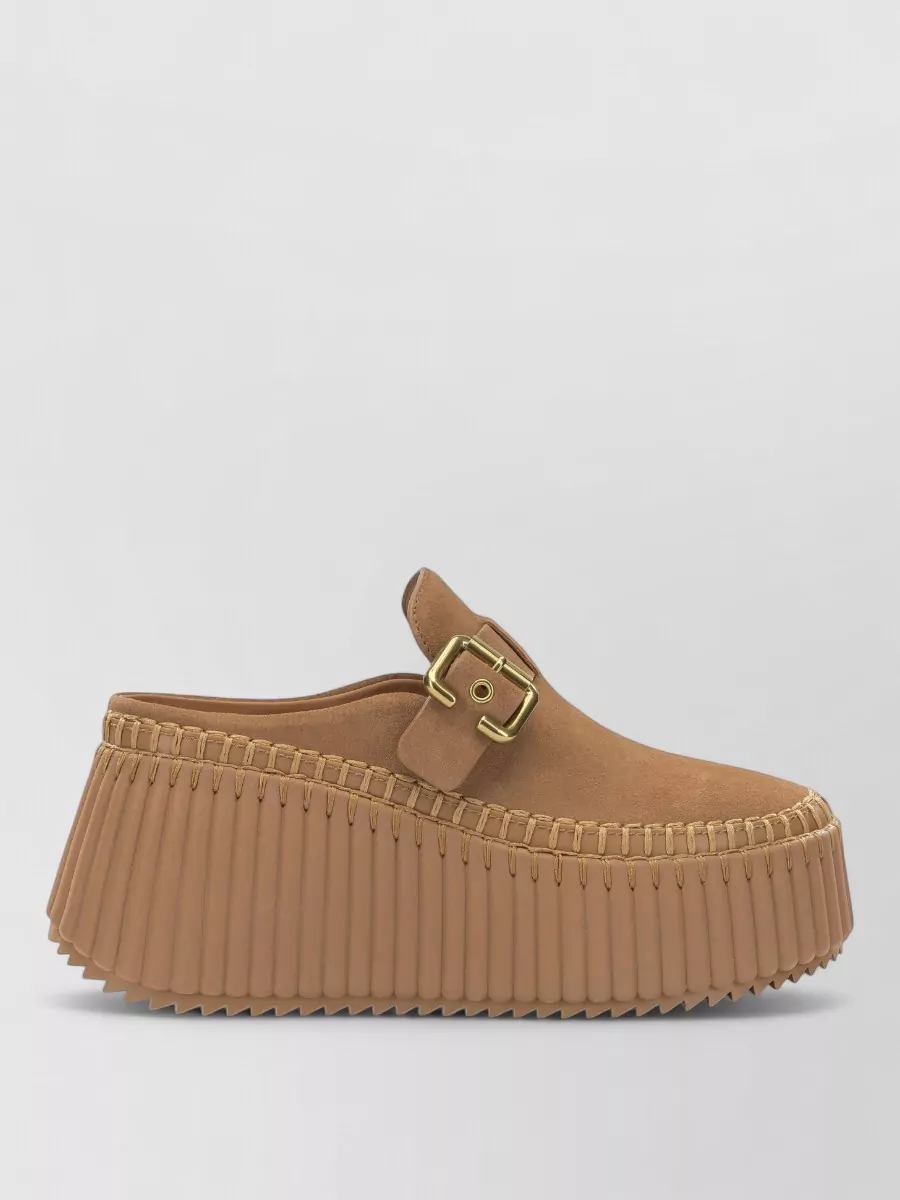 Chloé leather nama platform mules