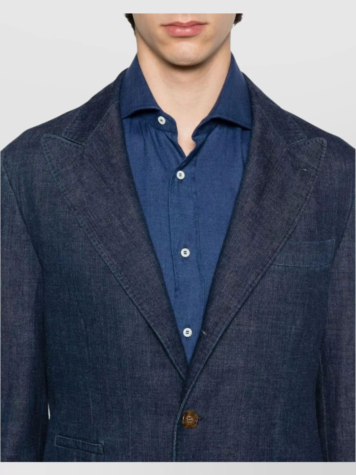 Brunello Cucinelli Single-Breasted Cotton Denim Jacket With Patch Pockets