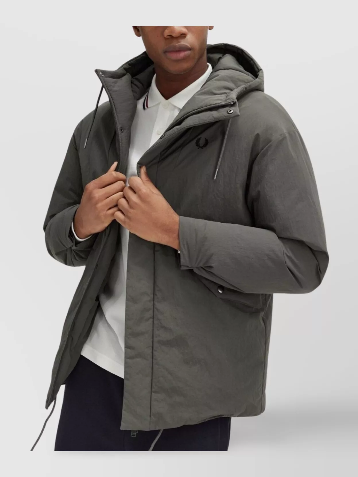 Fred Perry Padded Jacket With Hood And Drawstrings
