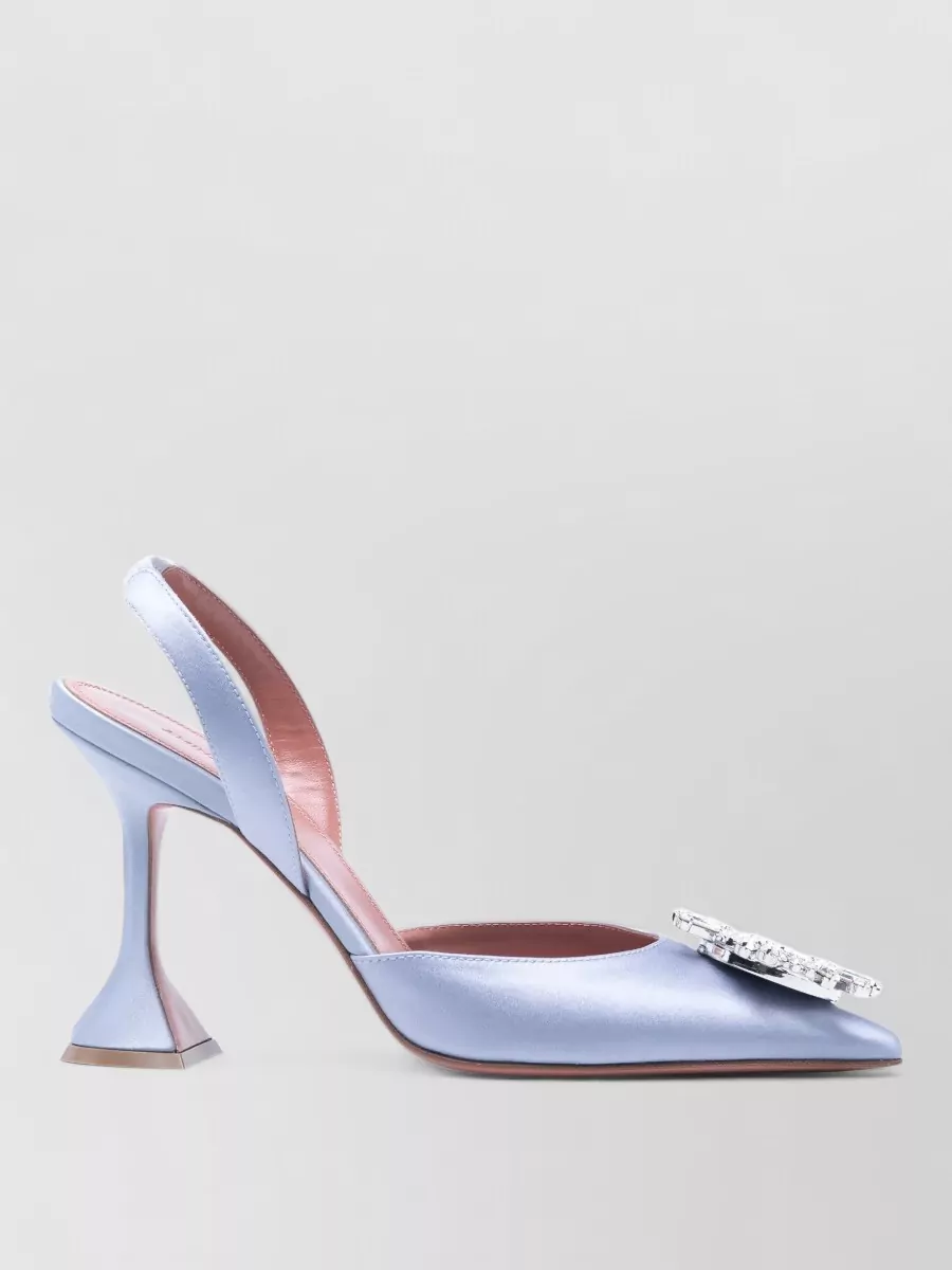Amina Muaddi Silk Crystal Embellished Slingback Pumps