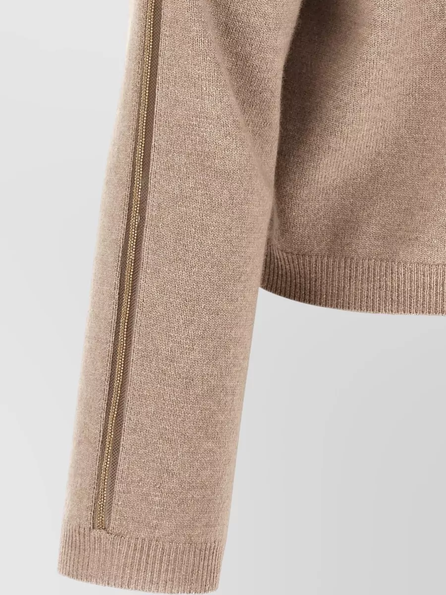 Fabiana Filippi Wool Silk Cashmere V-Neck Ribbed Cardigan