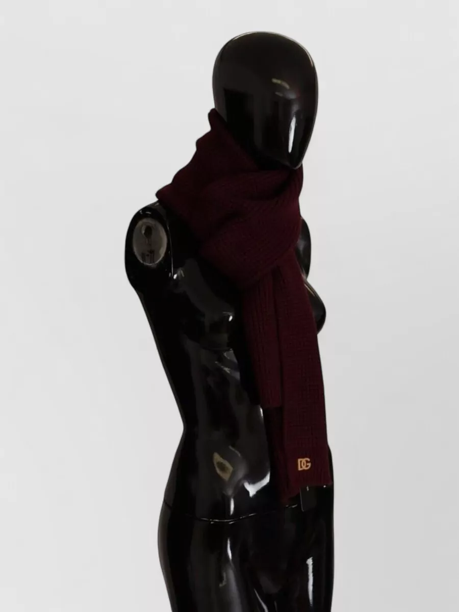 Dolce&Gabbana Cashmere Ribbed Logo-Knit Scarf