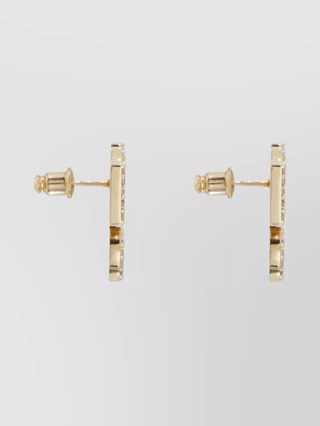 Ferragamo Crystal Stud Geometric Clip Earrings In Gold