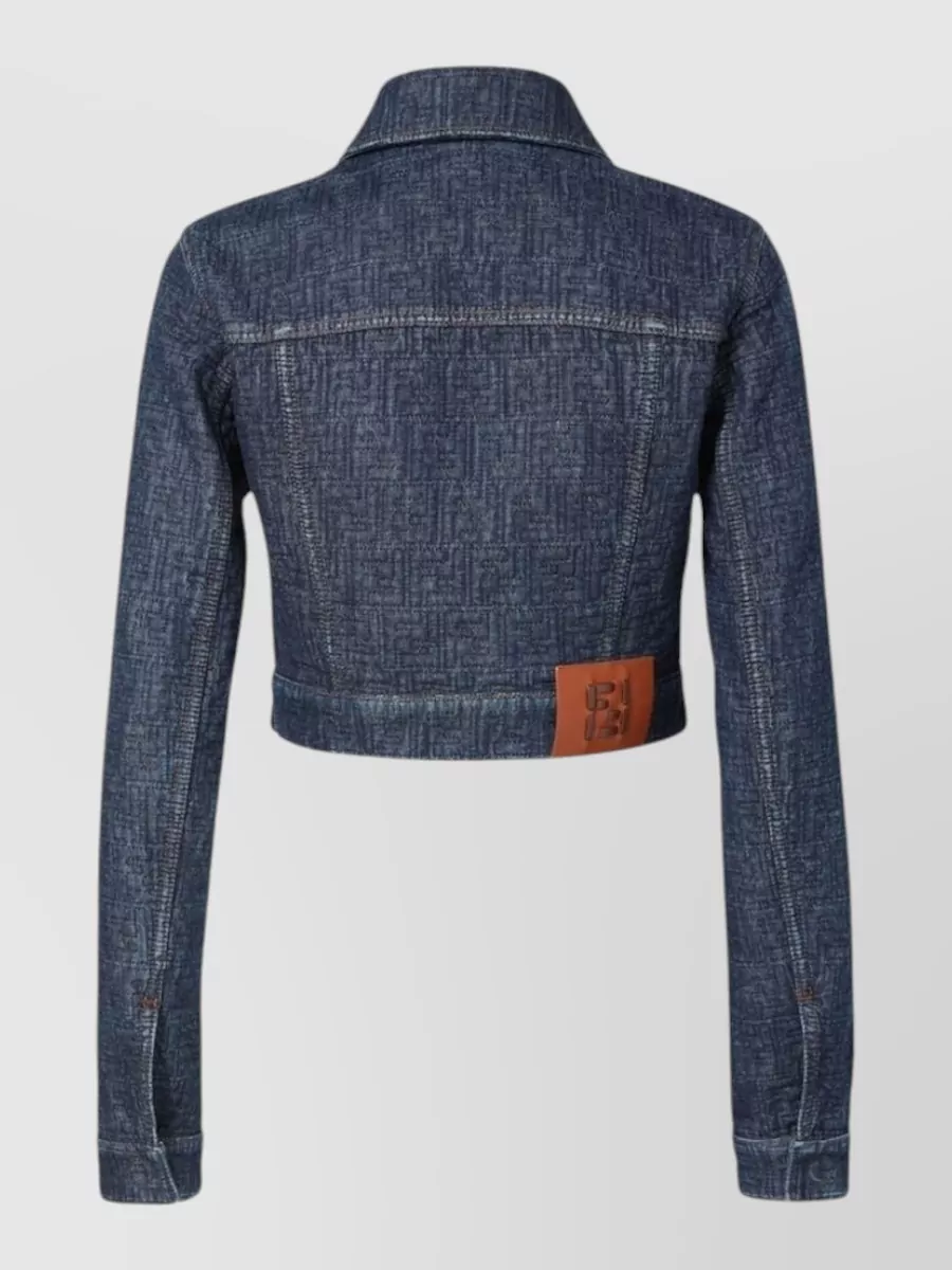 Fendi Logo Motif Cropped Denim Jacket