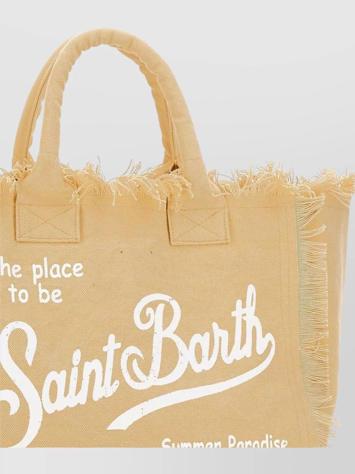 Saint Barth Fringed Top Handle Shoulder Bag In Neutral