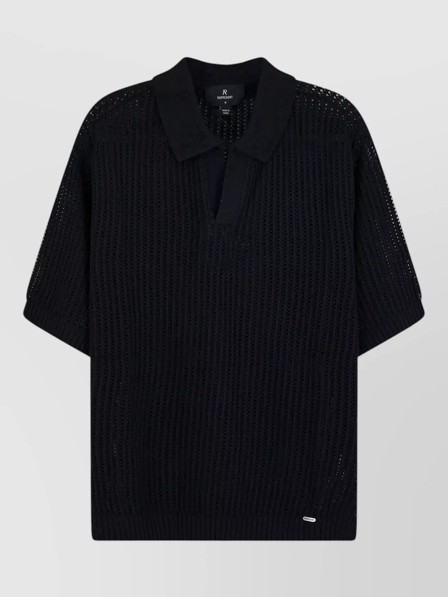 Represent Ribbed v-neck short-sleeve jumper