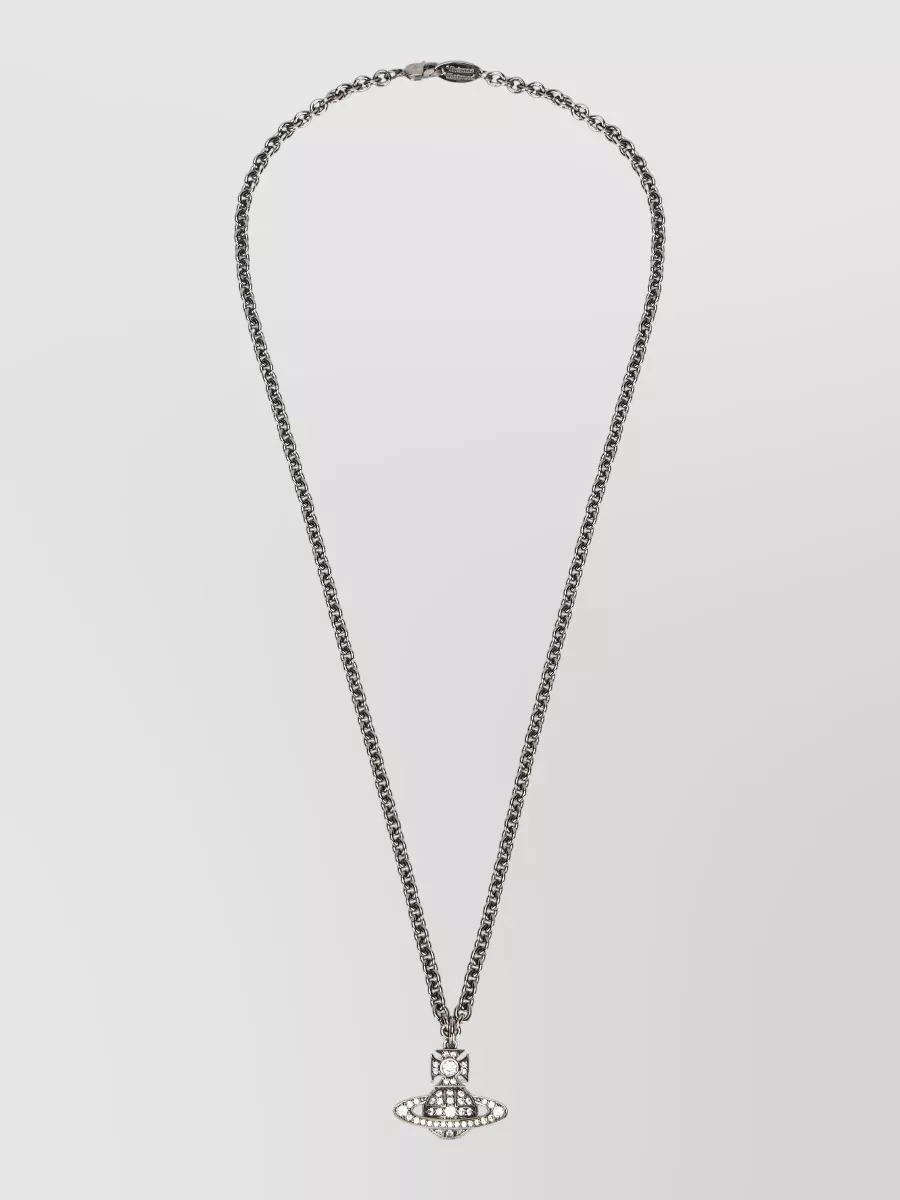 Vivienne Westwood Orb Rhinestone Mini Pendant Chain Necklace