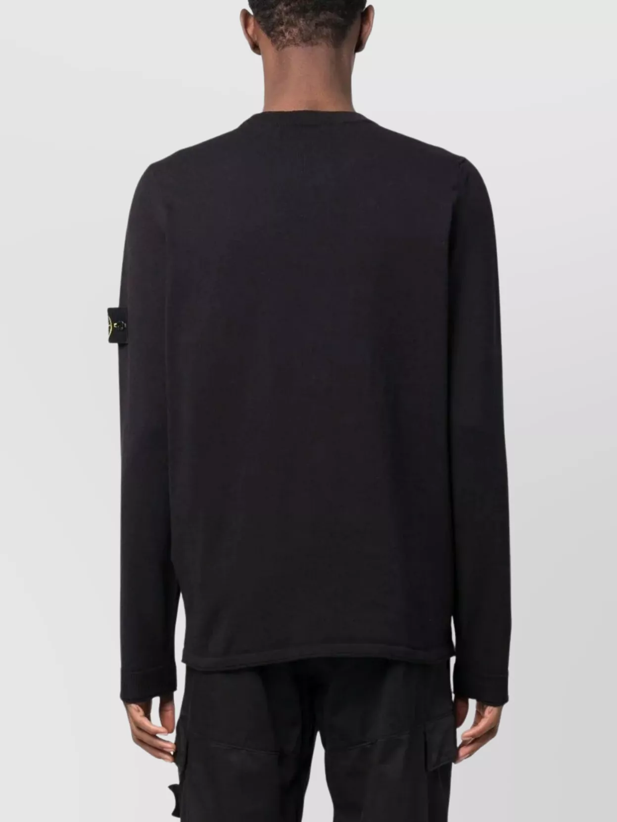 Shop Stone Island Ribbed Crew-neck Cotton Sweater With Long Sleeves