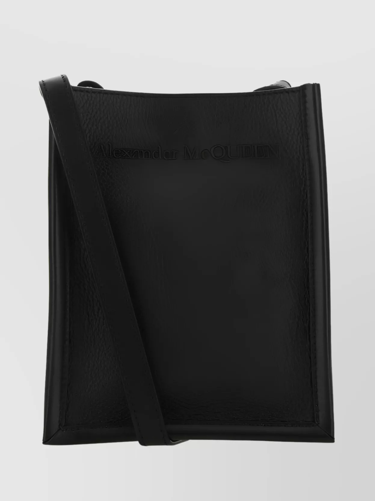 Shop Alexander Mcqueen Structured Leather Crossbody Bag In Black