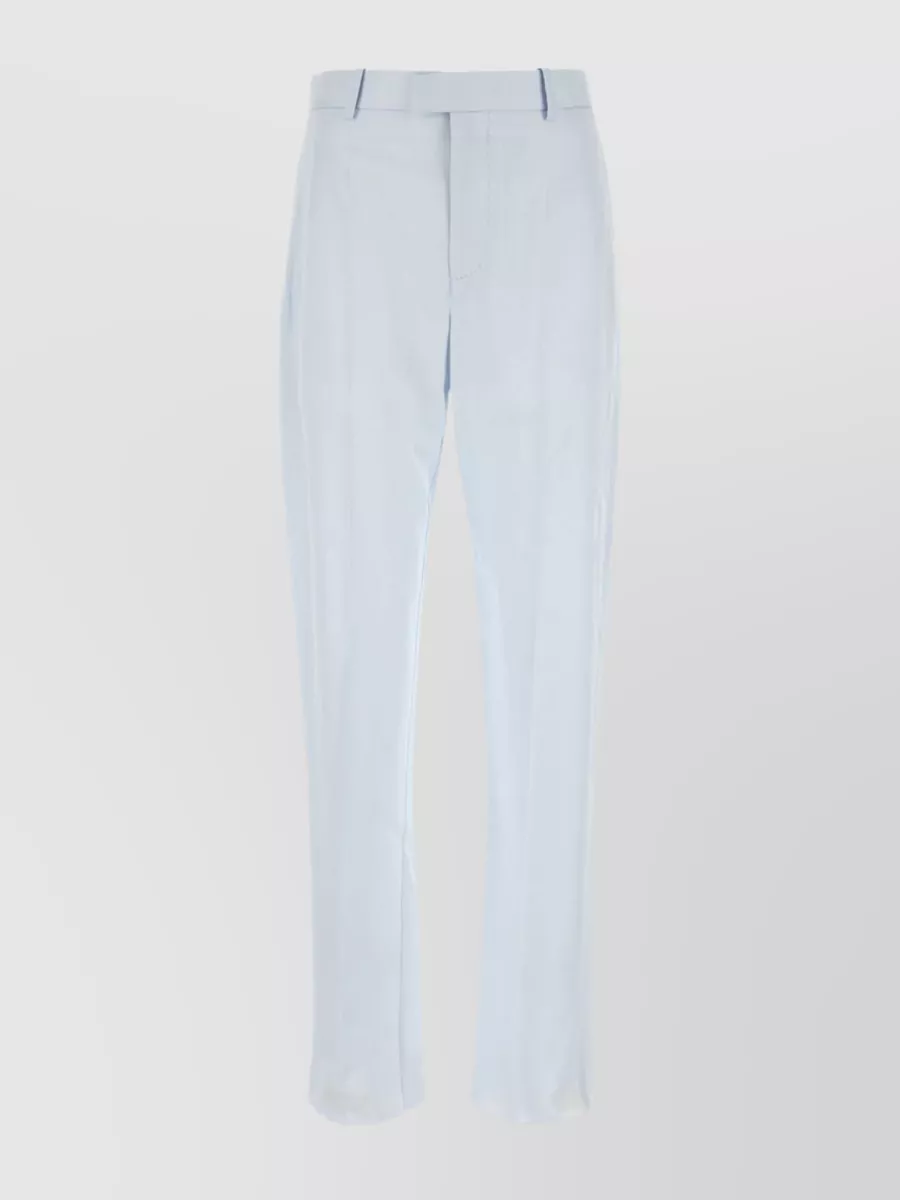 Shop Bottega Veneta Pleated Viscose Twill Trousers With Streamlined Silhouette In Blue