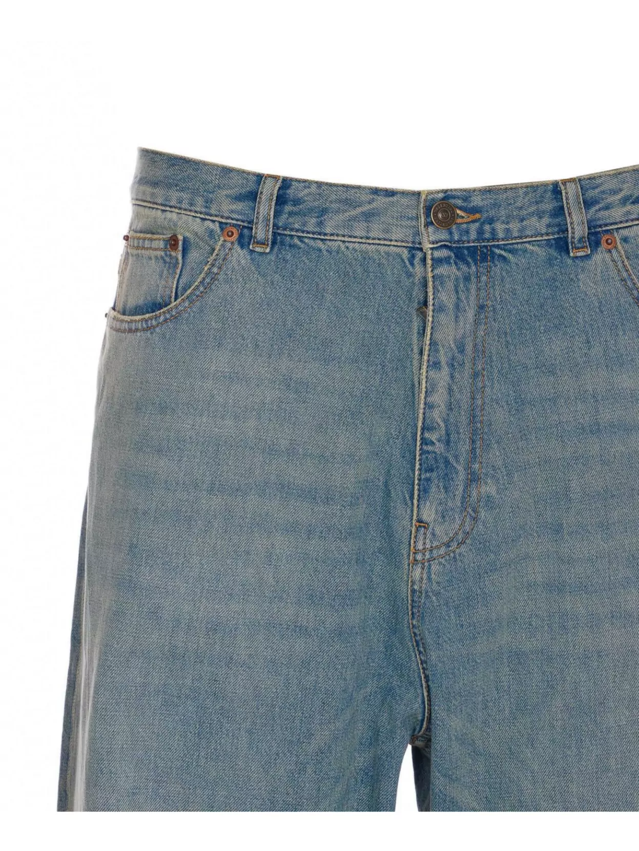 Valentino Rolled Cuffs Denim Trousers In Blue