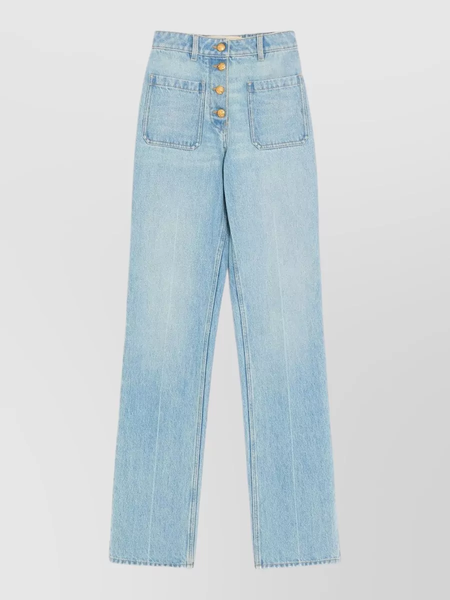 Valentino cotton high-rise straight-leg jeans