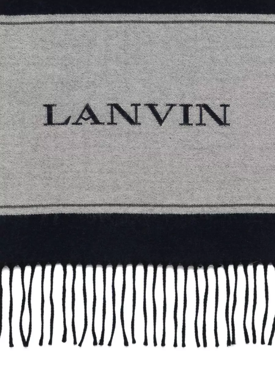 Lanvin Two Tone Scarf Fringe Silk Nylon