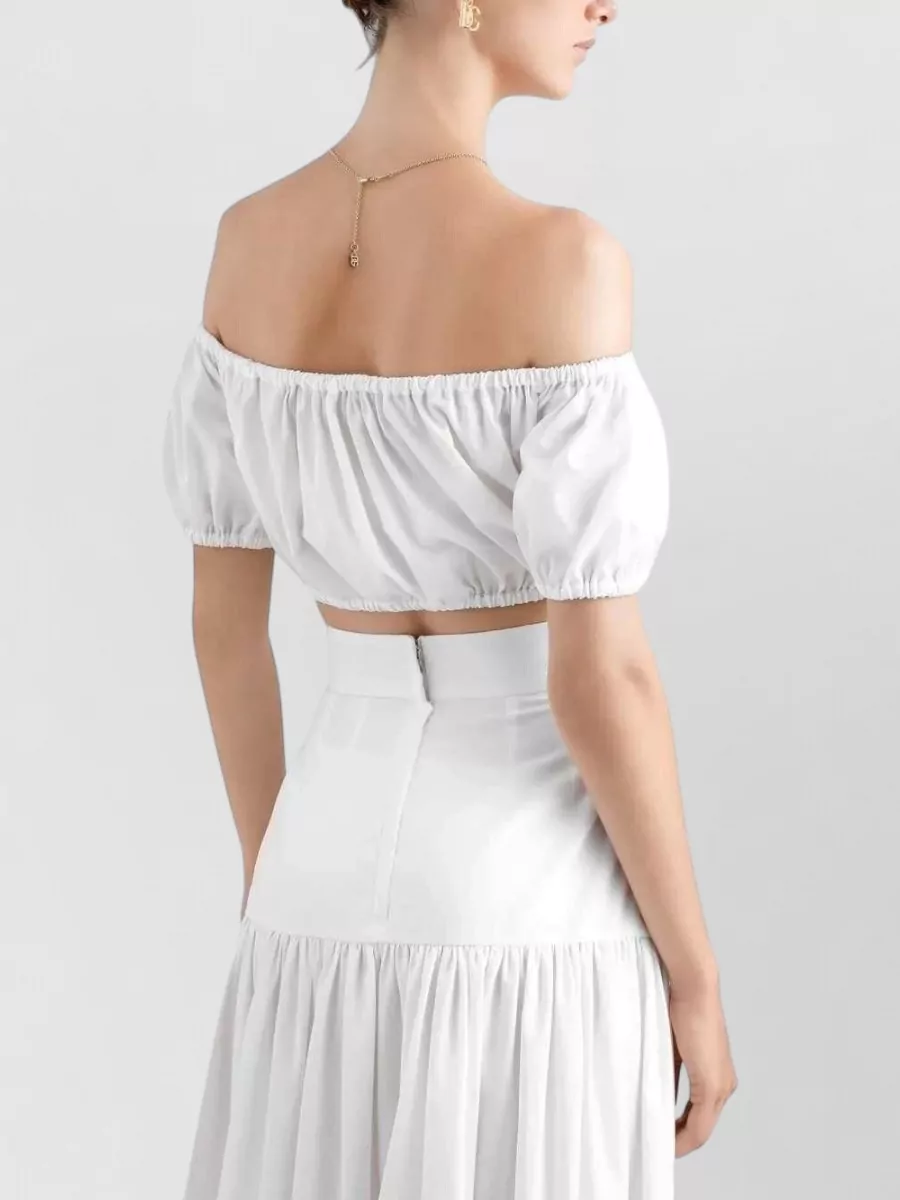 Dolce&Gabbana Cotton Ruched Off-The-Shoulder Cropped Top