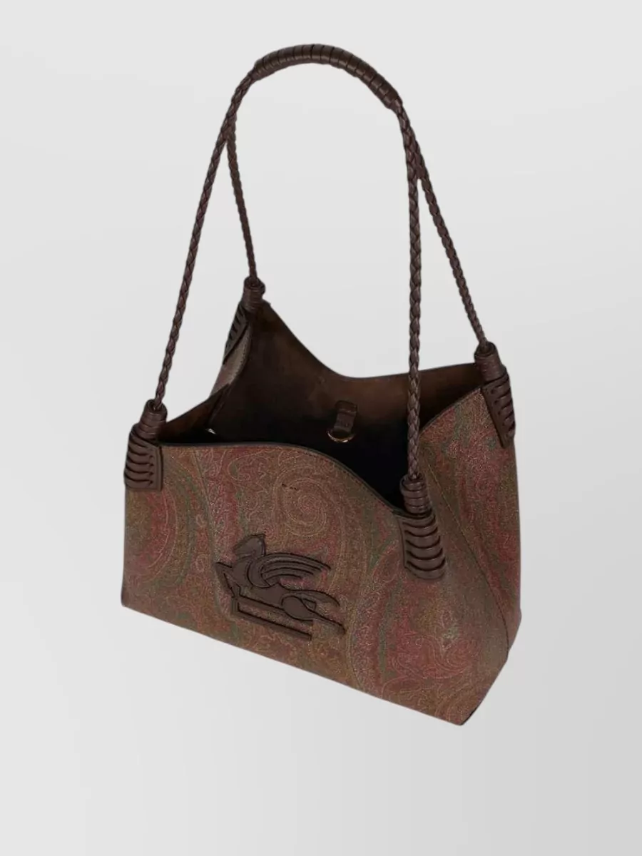 Etro Arnica Small Leather Paisley-Print Shoulder Bag
