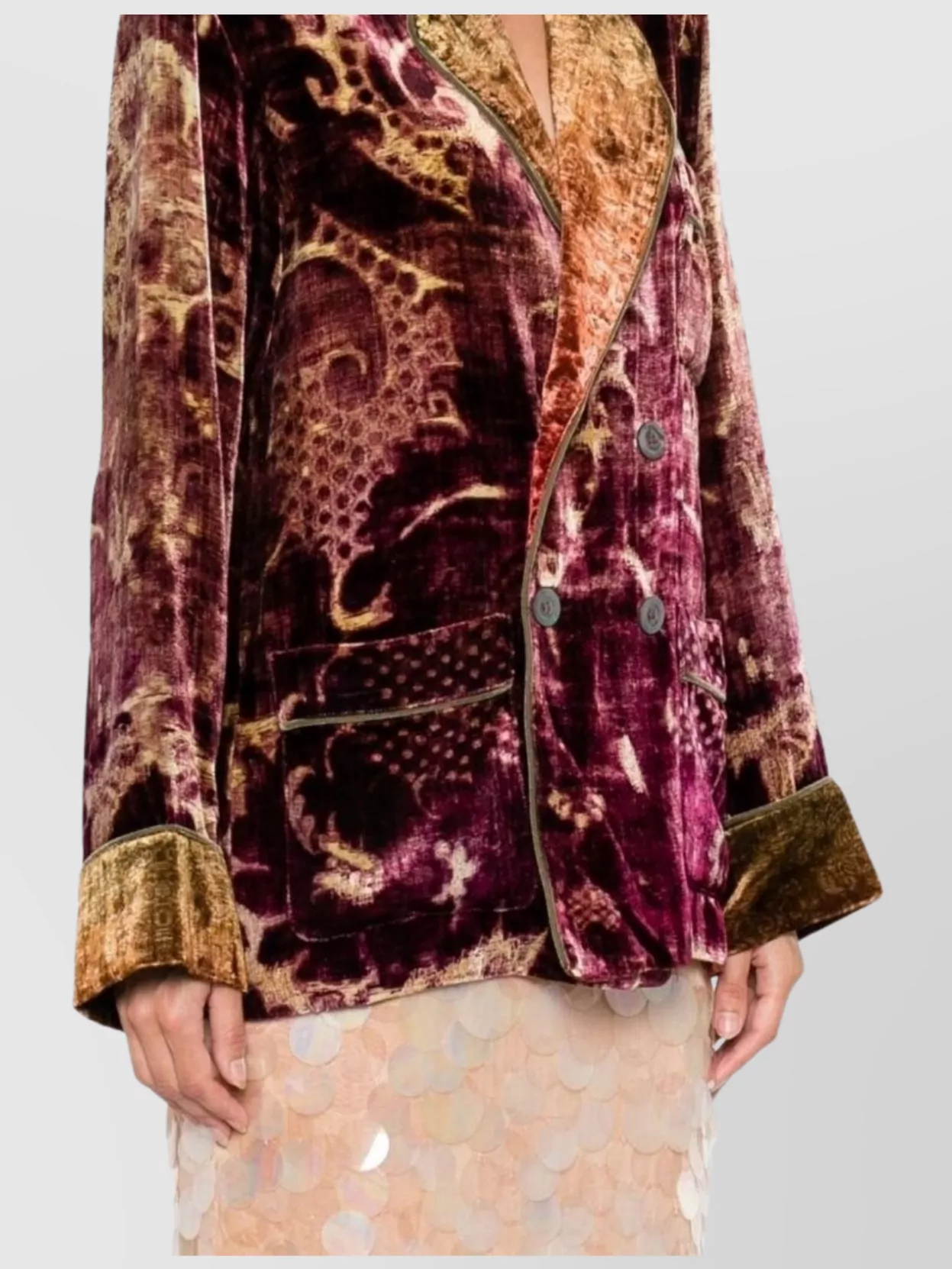 Pierre Louise Mascia Double-Breasted Velvet Jacket Patterned Design