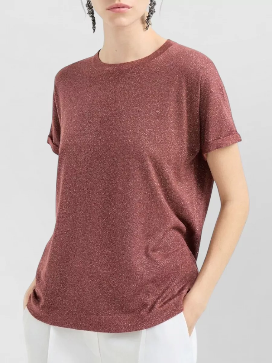Brunello Cucinelli Cashmere Silk Glitter Short-Sleeve T-Shirt